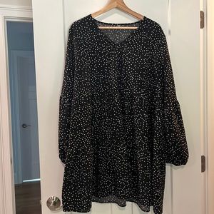 Black and white polka dot babydoll dress. 2X